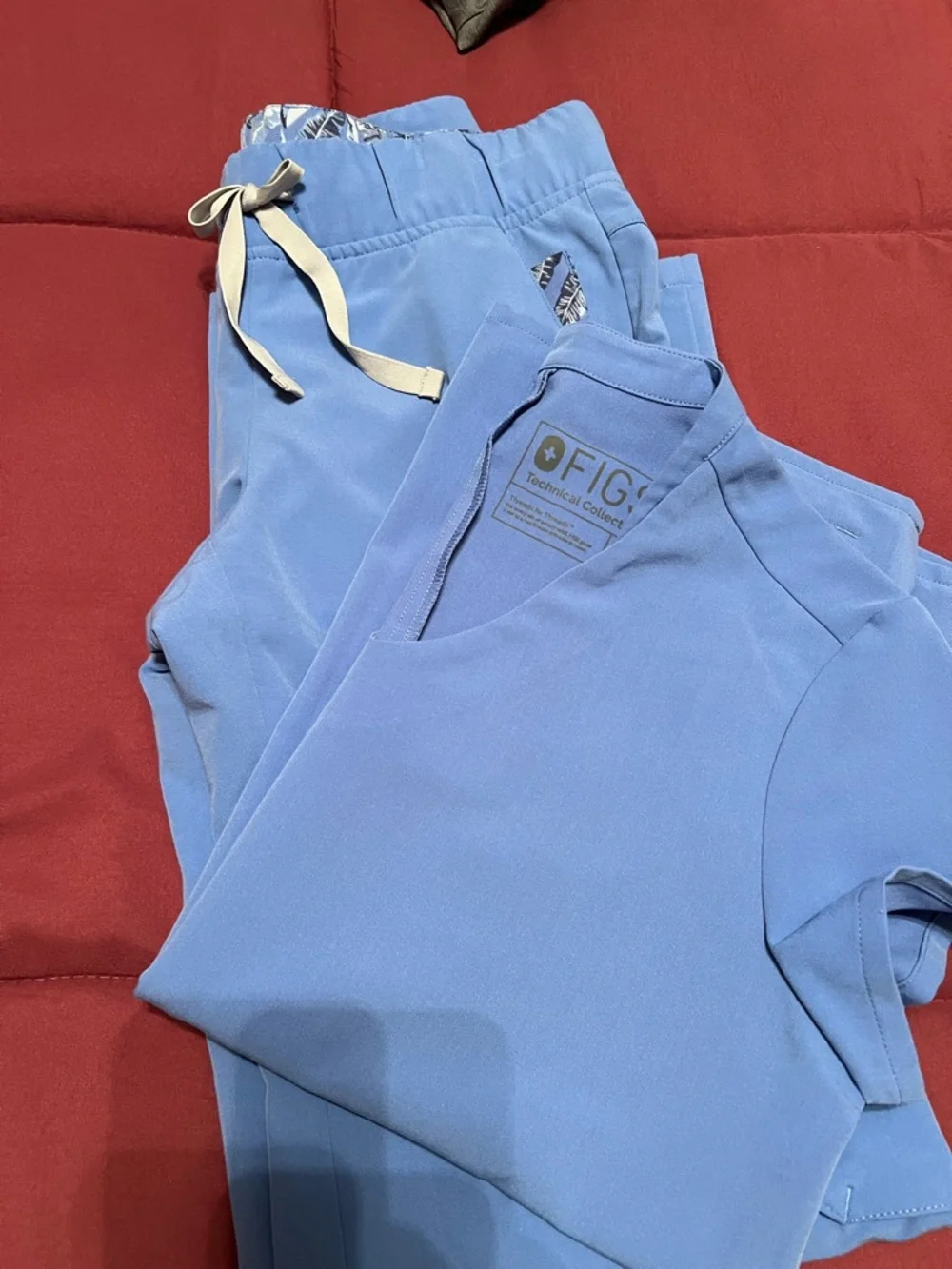 FIGS Scrub Set - Ciel Blue Top and Bottoms - Picture 2 of 7